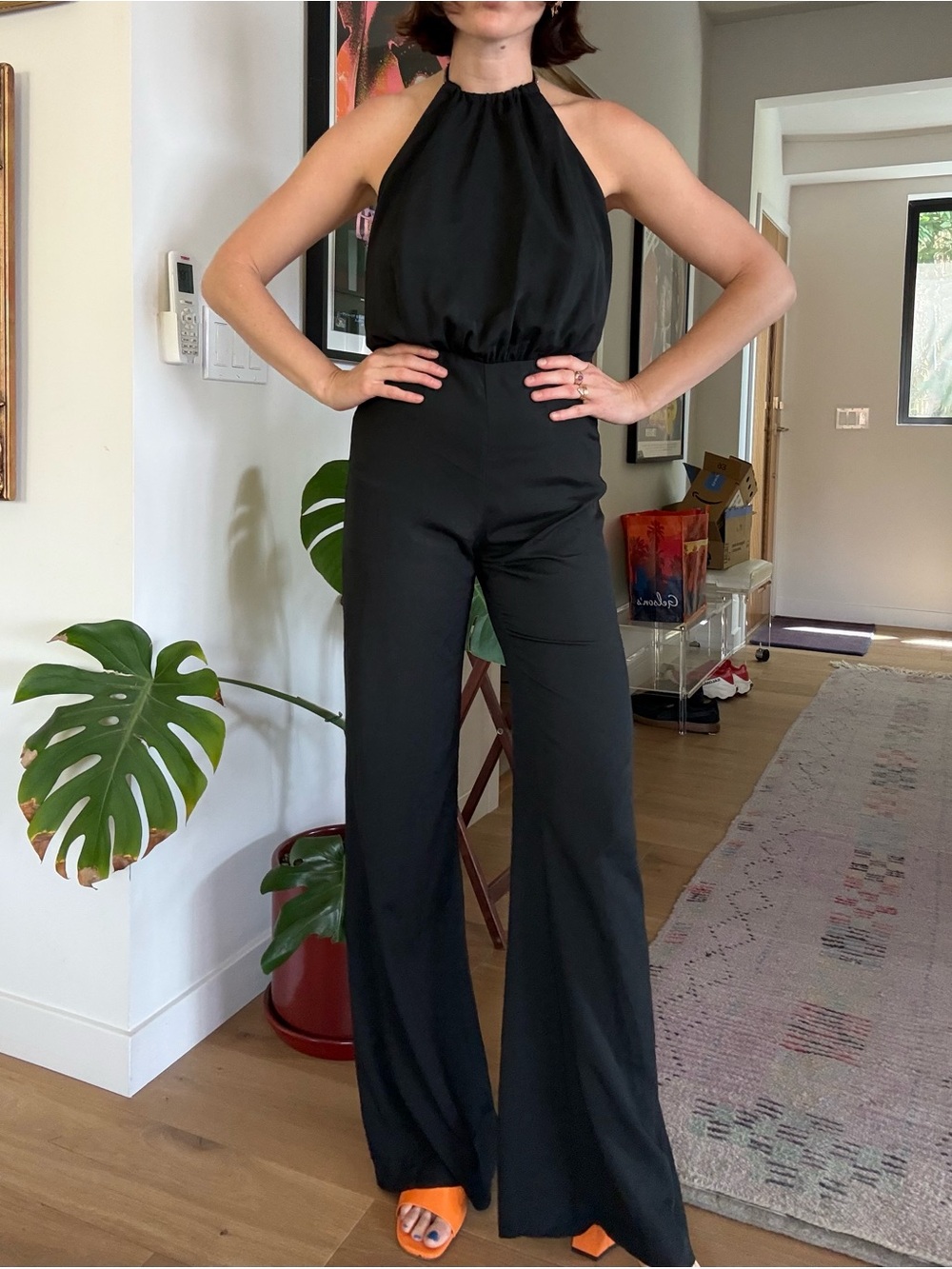 Reformation Black Halter Jumpsuit